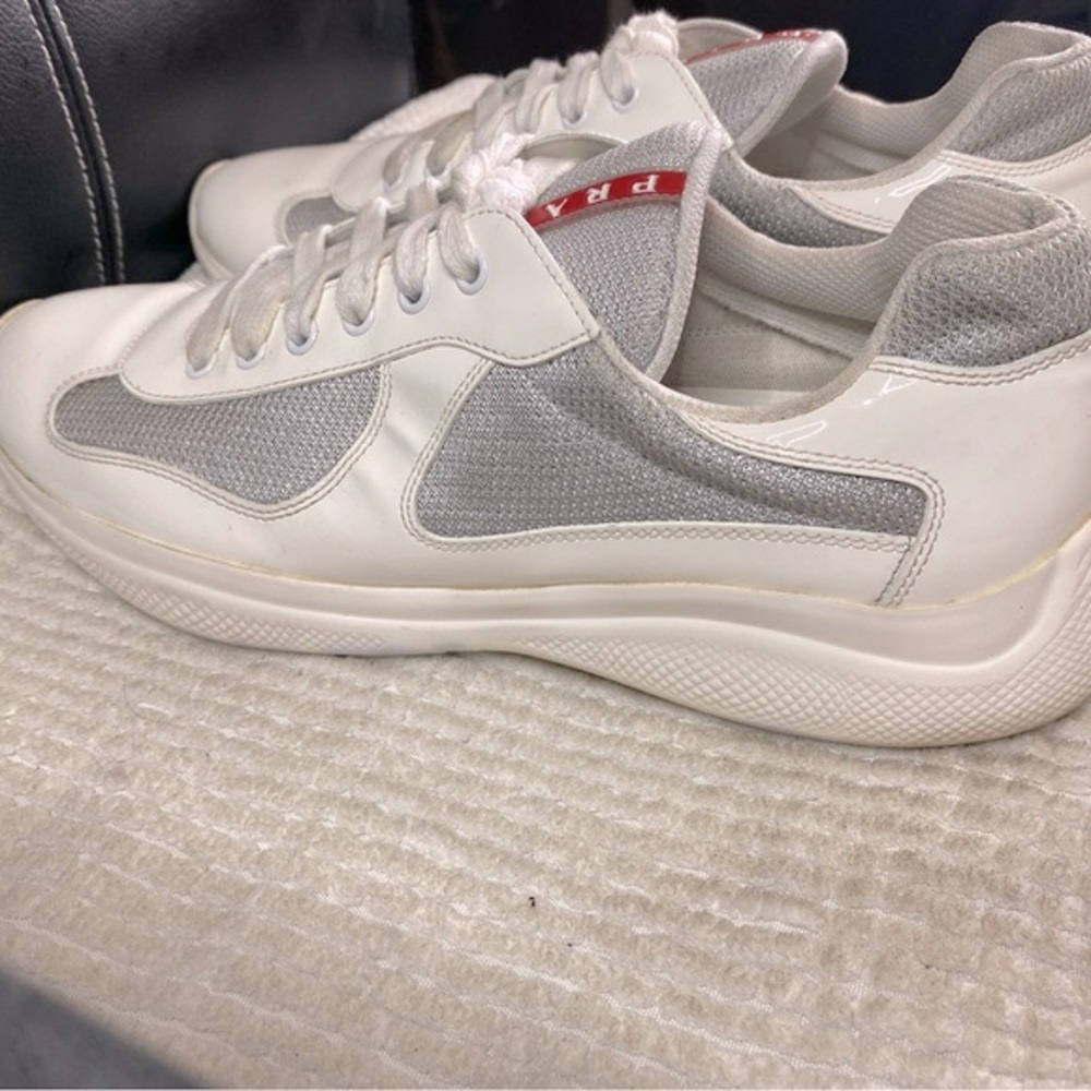 Men’s Prada Sneakers White Grey Size 10 - Picture 5 of 12